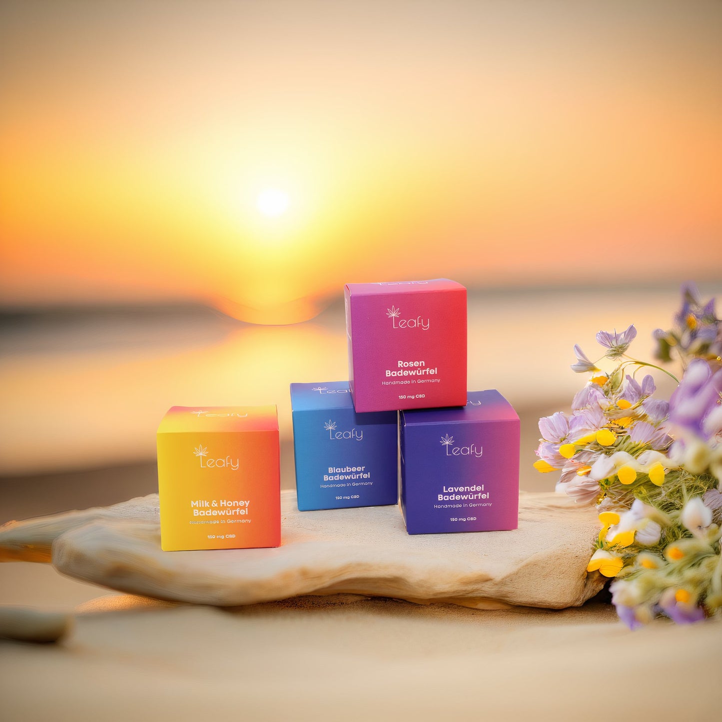 Vegane Badewürfel 4er-Pack mit CBD für trockene Haut